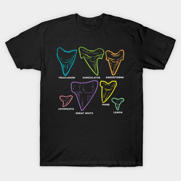 Shark Tooth types Fossil Hunting T-Shirt by maxcode